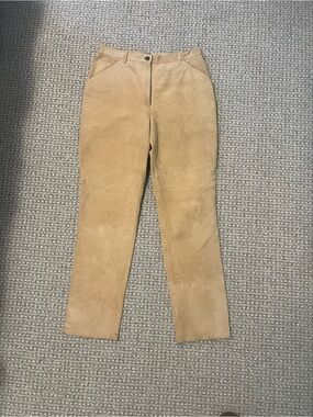 Ralph Lauren Women's Suede Straight-Leg Jeans in Camel